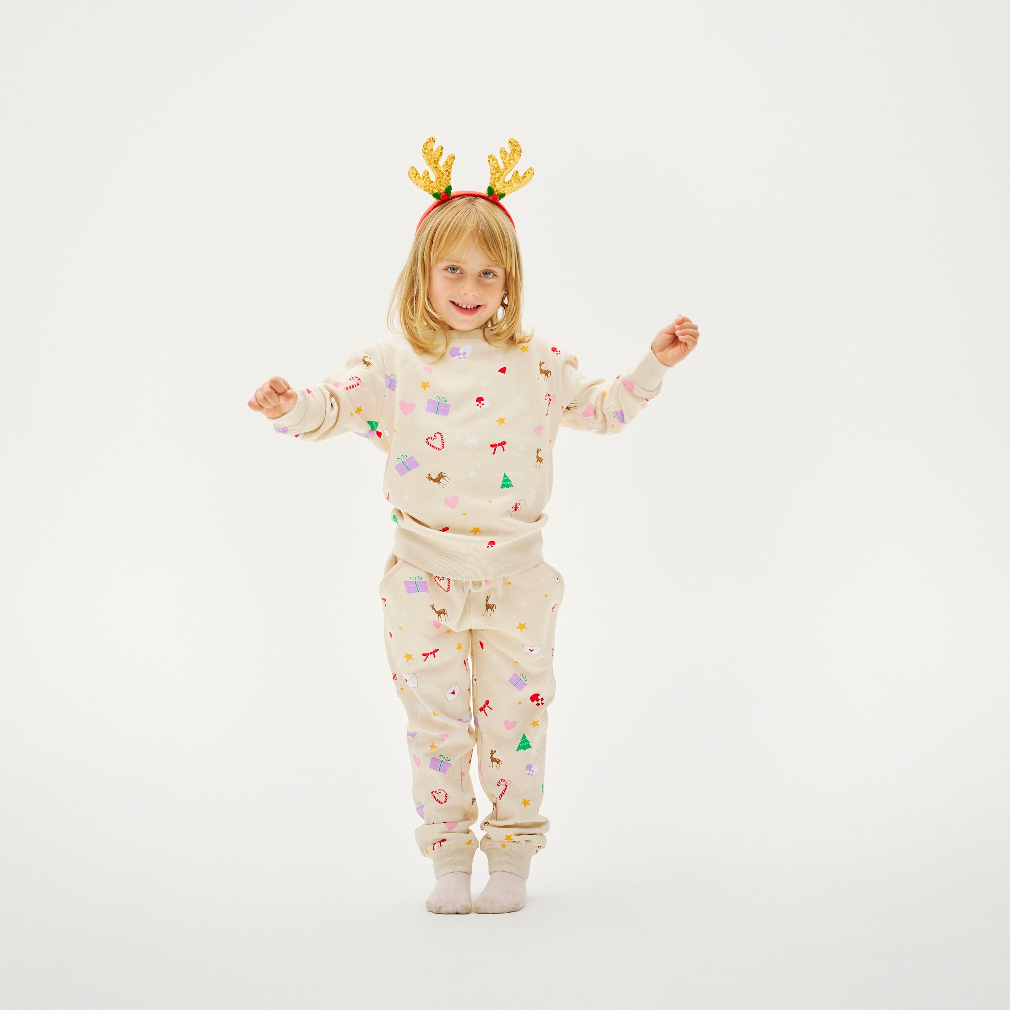 The Beige Christmas Sweat Set - Børn.